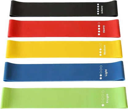 Ram® 5 PACK Gym Resistance Bands Women Men Strength Training Resistant Bands Pilates Yoga Gym Leg Training Glutes Resistance Bands x 5 With Carry Case